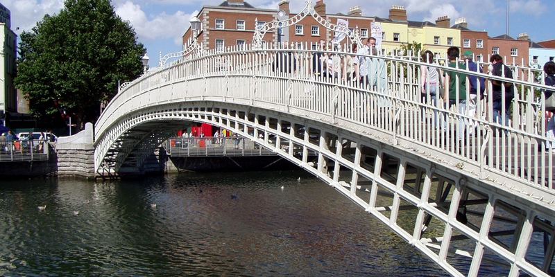 The Ha'penny Bridge over the River Liffey in Dublin