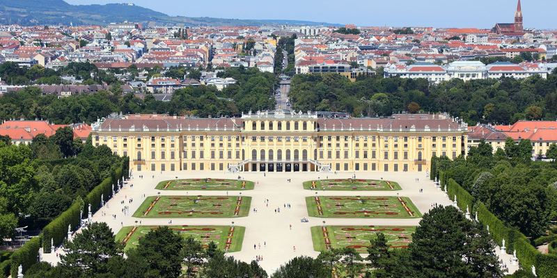 Schönbrunn Palace and its gardens in Vienna