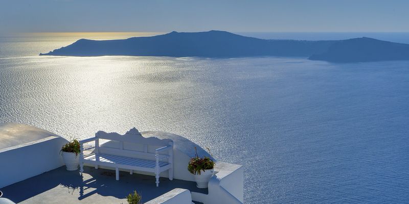 Whitewashed houses above the caldera in Oia, Santorini